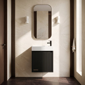 LUKKA CRETE MINI MATTE BLACK 450MM SPACE SAVING SINGLE BOWL WALL HUNG VANITY
