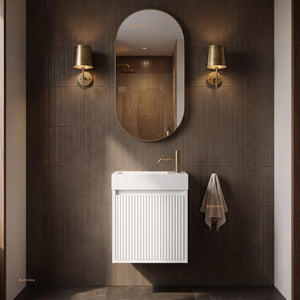 LUKKA CRETE MINI MATTE WHITE 450MM SPACE SAVING SINGLE BOWL WALL HUNG VANITY
