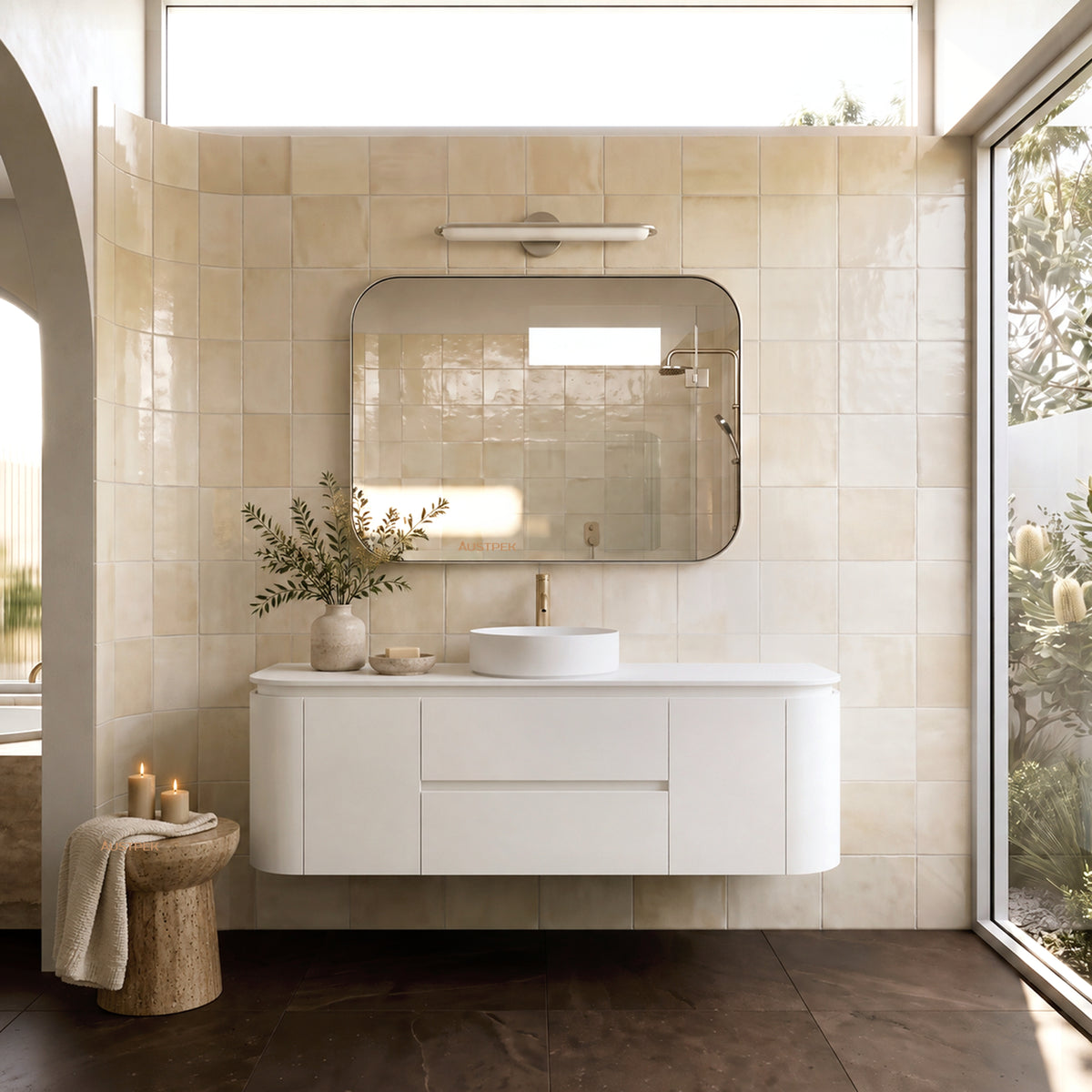 LUKKA DEVITO MATTE WHITE 1200MM CURVE SINGLE BOWL WALL HUNG VANITY