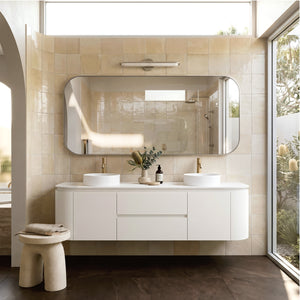 LUKKA DEVITO MATTE WHITE 1500MM CURVE DOUBLE BOWL WALL HUNG VANITY