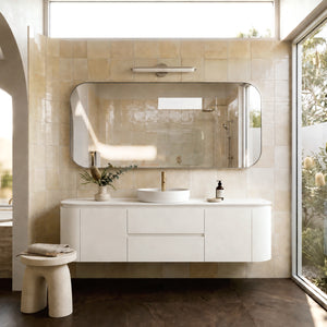 LUKKA DEVITO MATTE WHITE 1500MM CURVE SINGLE BOWL WALL HUNG VANITY