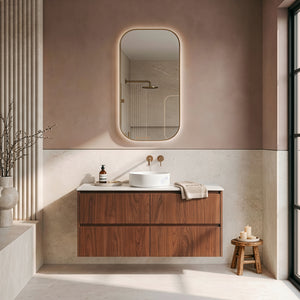 LUKKA GLADSTONE MODERN MOCHA OAK 1200MM SINGLE BOWL WALL HUNG VANITY