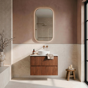 LUKKA GLADSTONE MODERN MOCHA OAK 750MM SINGLE BOWL WALL HUNG VANITY