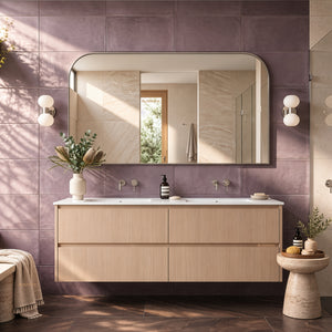 LUKKA GLADSTONE MODERN SANDY OAK 1500MM DOUBLE BOWL WALL HUNG VANITY
