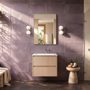 LUKKA GLADSTONE MODERN SANDY OAK 600MM SINGLE BOWL WALL HUNG VANITY