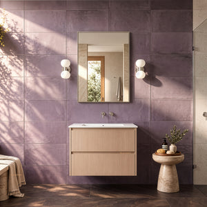 LUKKA GLADSTONE MODERN SANDY OAK 750MM SINGLE BOWL WALL HUNG VANITY
