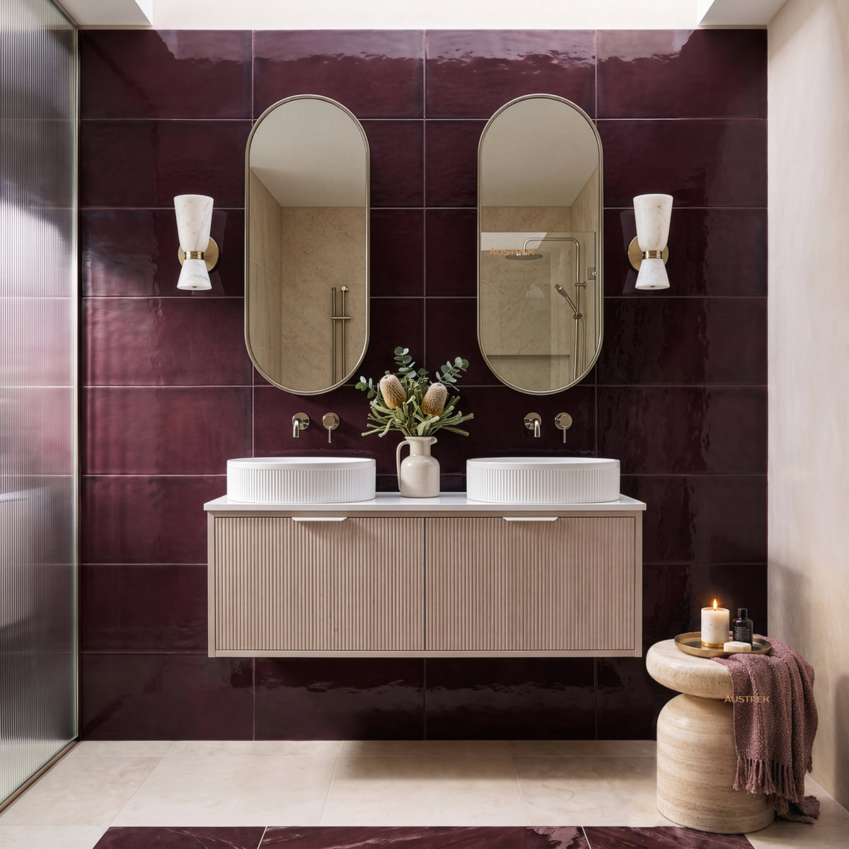 LUKKA KLIFF COASTAL OAK 1200MM DOUBLE BOWL WALL HUNG VANITY