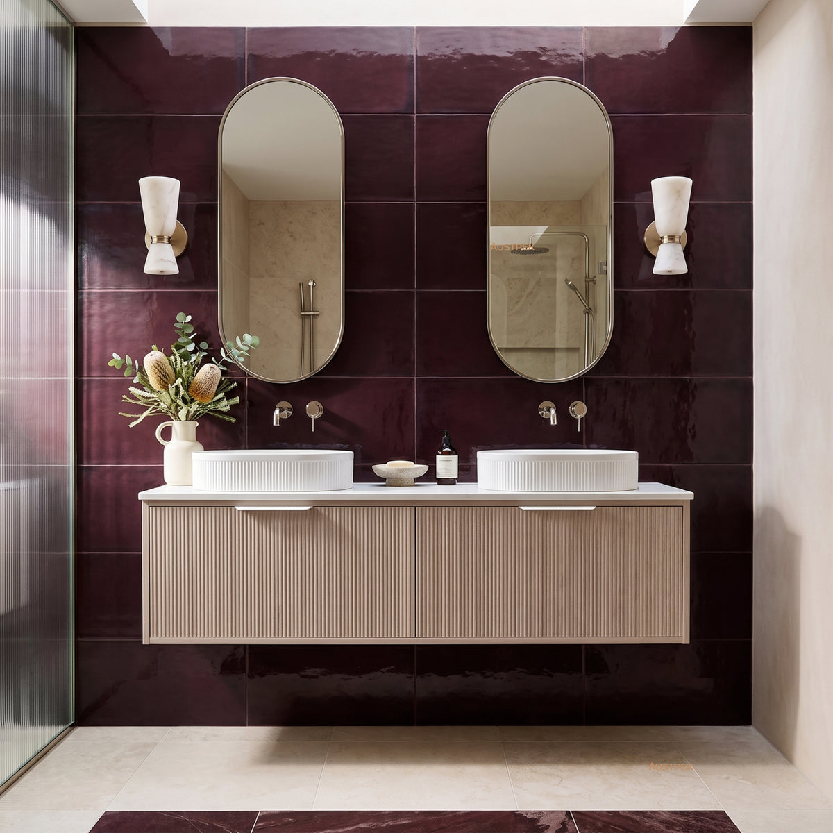 LUKKA KLIFF COASTAL OAK 1500MM DOUBLE BOWL WALL HUNG VANITY
