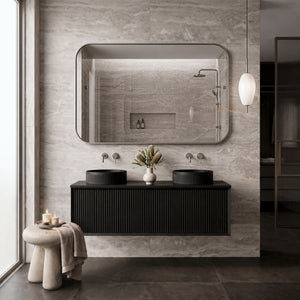 LUKKA KLIFF MODERN MATTE BLACK 1200MM DOUBLE BOWL WALL HUNG VANITY