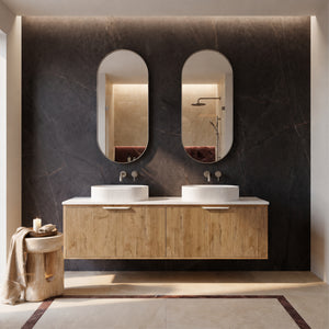 LUKKA KLIFF PRIME OAK 1500MM DOUBLE BOWL WALL HUNG VANITY