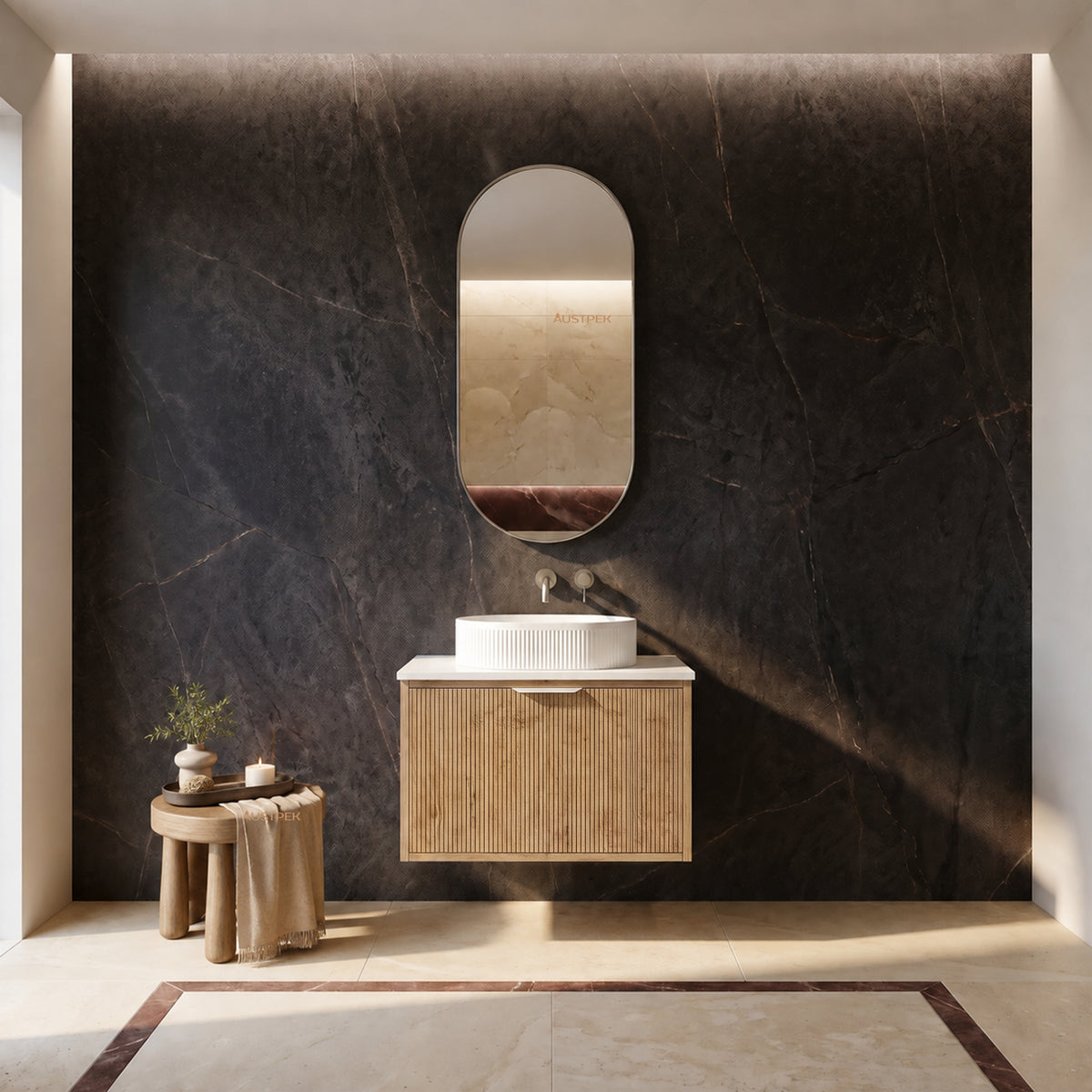 LUKKA KLIFF PRIME OAK 600MM SINGLE BOWL WALL HUNG VANITY