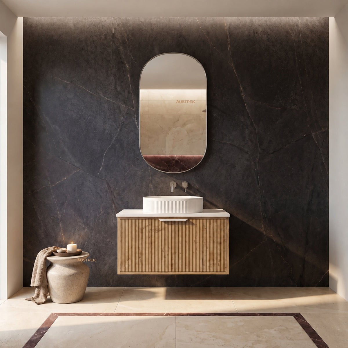 LUKKA KLIFF PRIME OAK 750MM SINGLE BOWL WALL HUNG VANITY