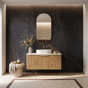 LUKKA KLIFF PRIME OAK 900MM SINGLE BOWL WALL HUNG VANITY