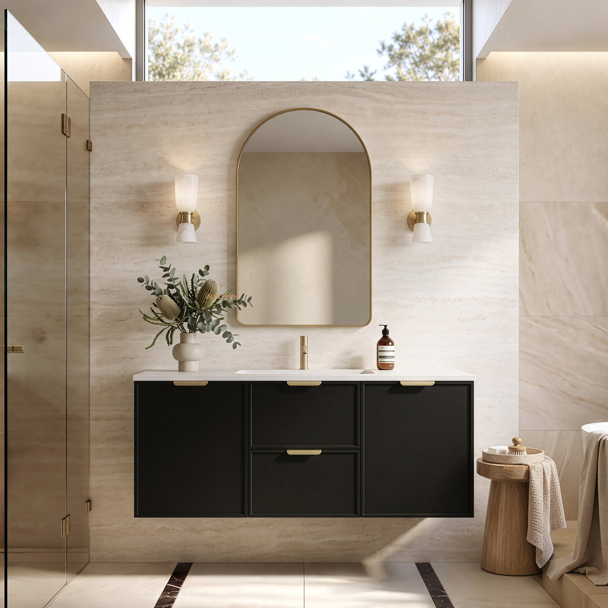 LUKKA MADURA FEDERATION MATTE BLACK 1200MM SINGLE BOWL WALL HUNG VANITY