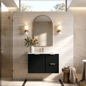 LUKKA MADURA FEDERATION MATTE BLACK 750MM SINGLE BOWL WALL HUNG VANITY