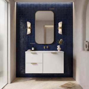 LUKKA MADURA FEDERATION MATTE WHITE 900MM SINGLE BOWL WALL HUNG VANITY (AVAILABLE IN LEFT AND RIGHT HAND DRAWER)