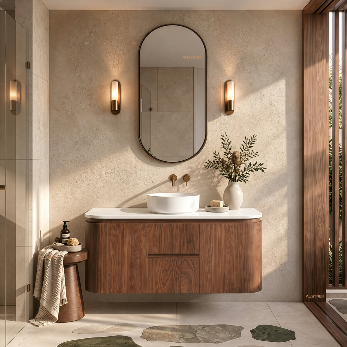 LUKKA RAVELLO MOCHA OAK WOODMATT 1200MM SINGLE BOWL WALL HUNG VANITY