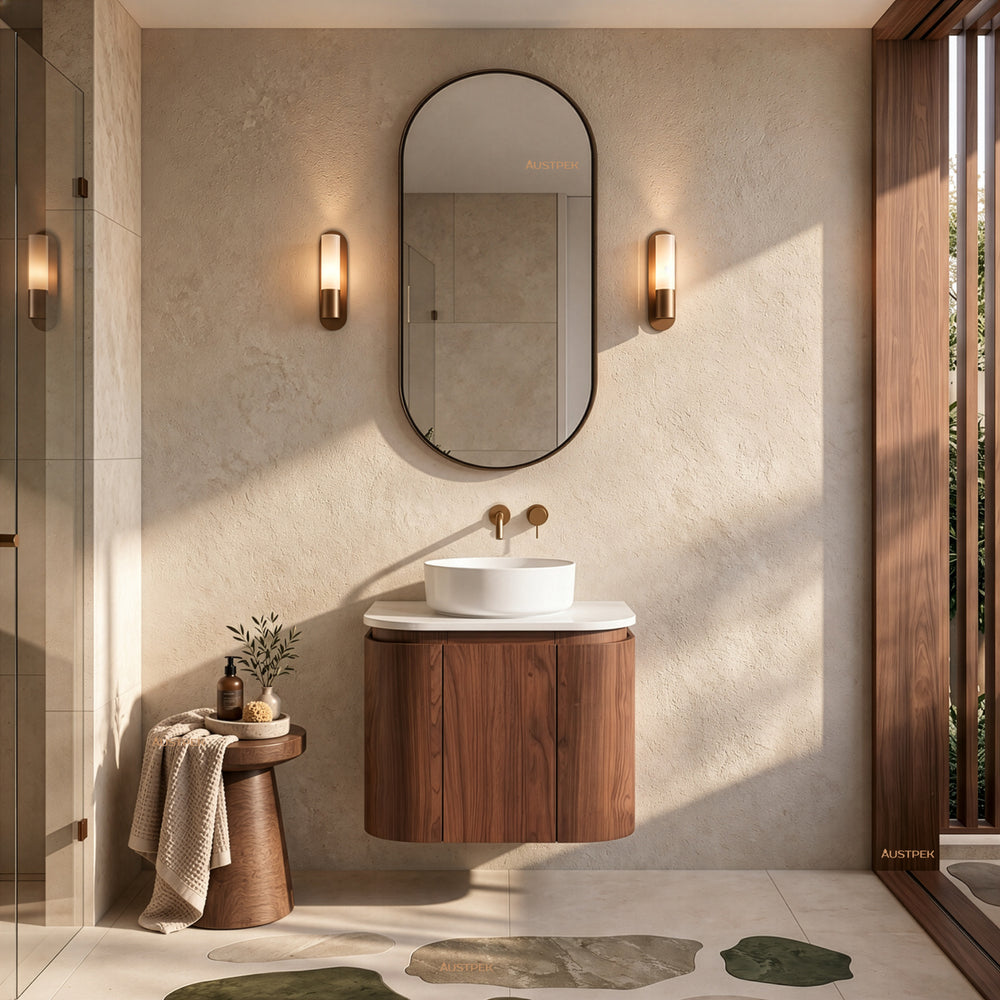 LUKKA RAVELLO MOCHA OAK WOODMATT 600MM WALL HUNG VANITY