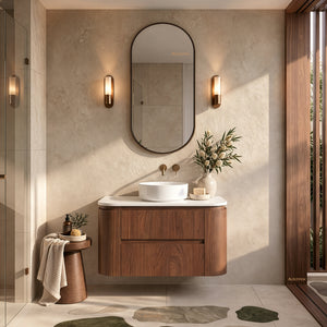 LUKKA RAVELLO MOCHA OAK WOODMATT 900MM WALL HUNG VANITY