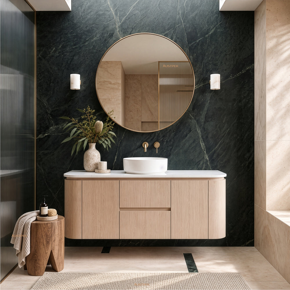 LUKKA RAVELLO SANDY OAK WOODMATT 1200MM SINGLE BOWL WALL HUNG VANITY