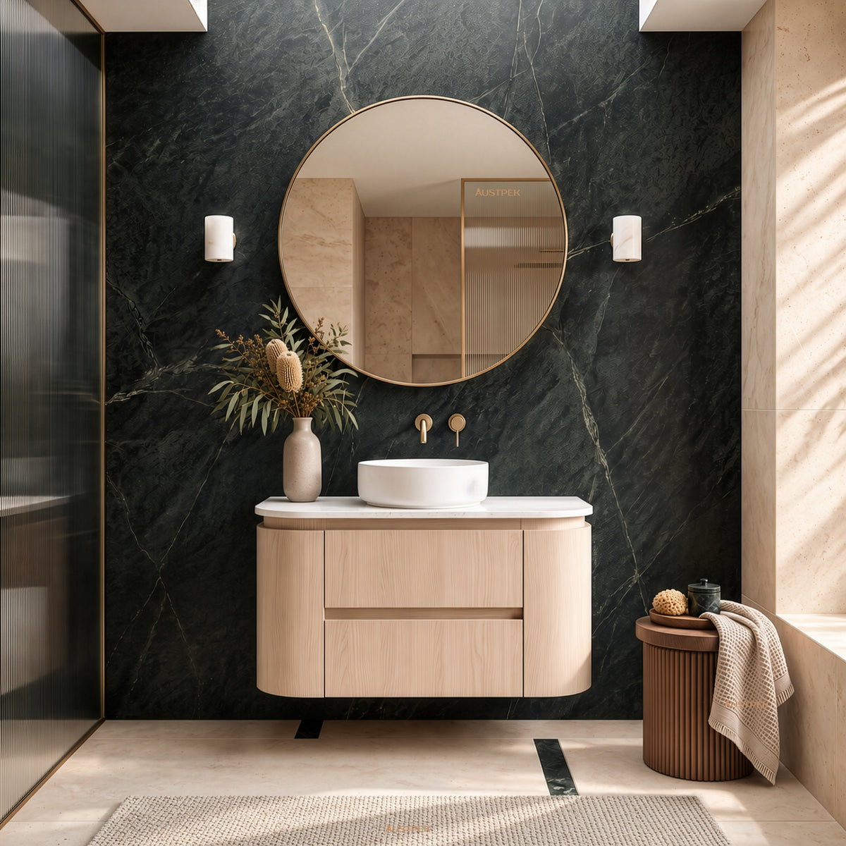 LUKKA RAVELLO SANDY OAK WOODMATT 900MM WALL HUNG VANITY
