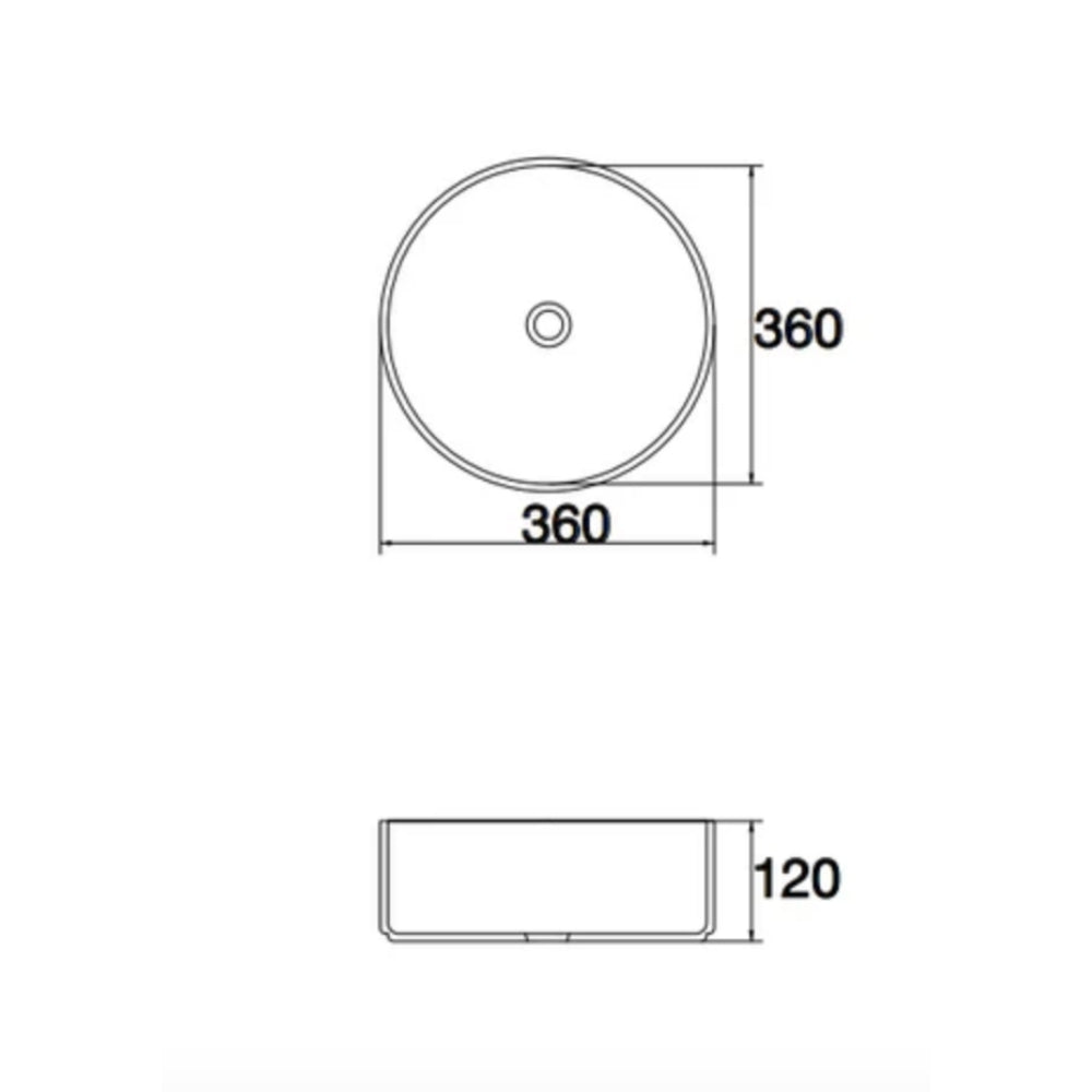 CLAYA ROUND ABOVE COUNTER BASIN MATTE BLACK 360MM