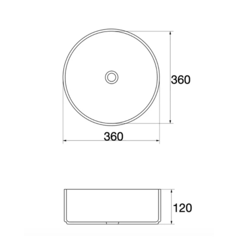 CLAYA ROUND ABOVE COUNTER BASIN GLOSS WHITE 360MM
