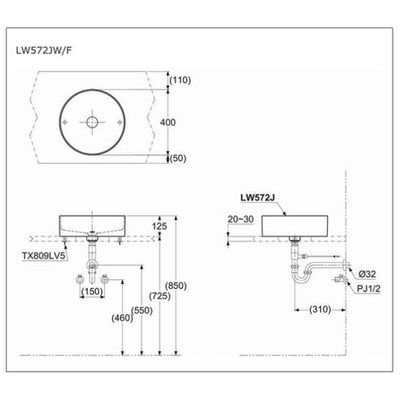 TOTO CERAMIC CONSOLE LAVATORY WHITE