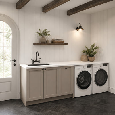 TIMBERLINE SILKSURFACE BLANCA GRANITE SINGLE BOWL LAUNDRY LAMINATED SLAB TOP
