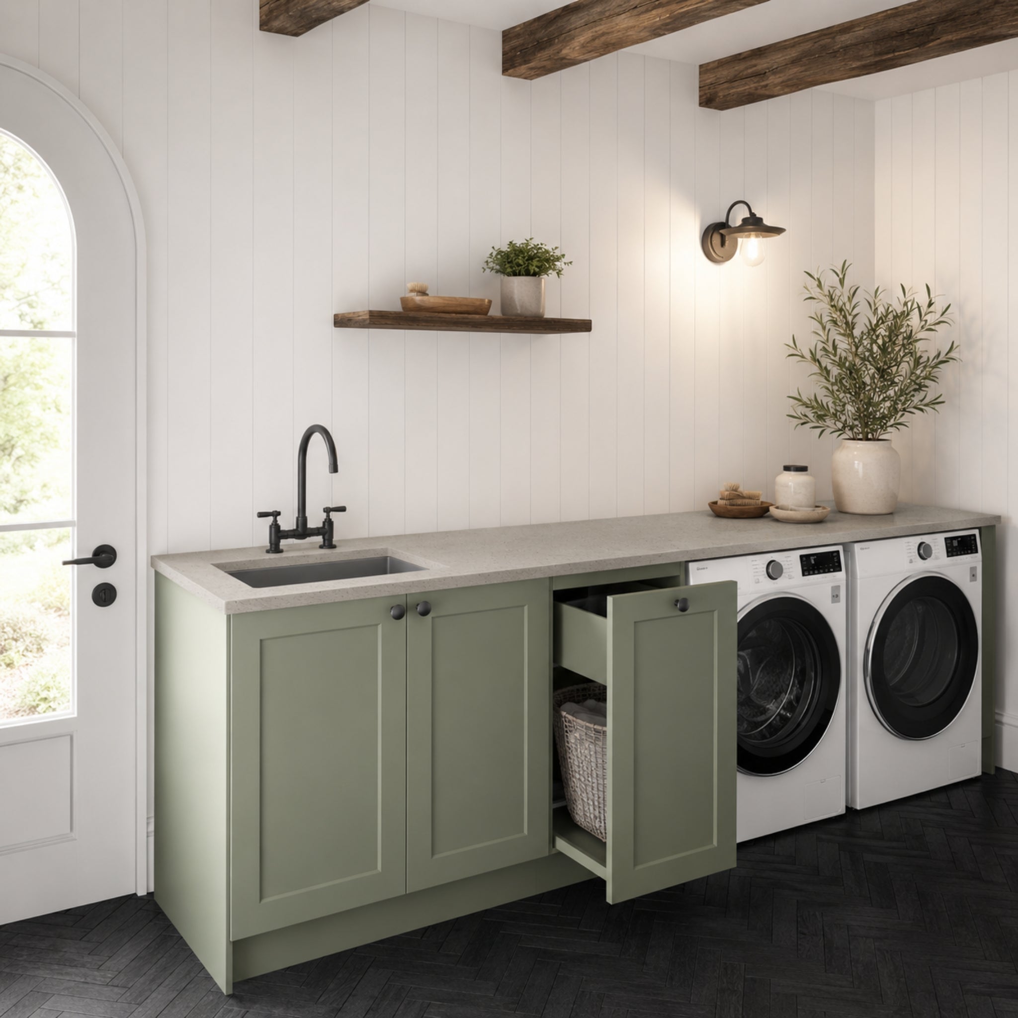 TIMBERLINE SILKSURFACE MORNING MIST SINGLE BOWL LAUNDRY LAMINATED SLAB TOP