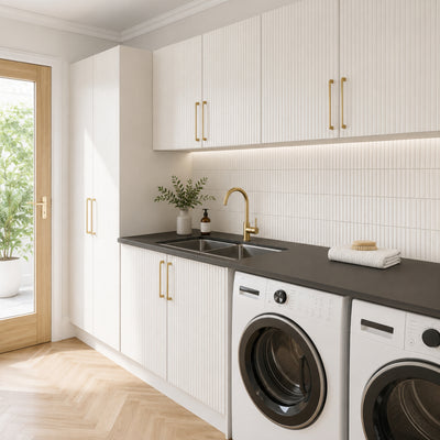 TIMBERLINE SILKSURFACE STRATISS NUOVO DOUBLE BOWL LAUNDRY LAMINATED SLAB TOP
