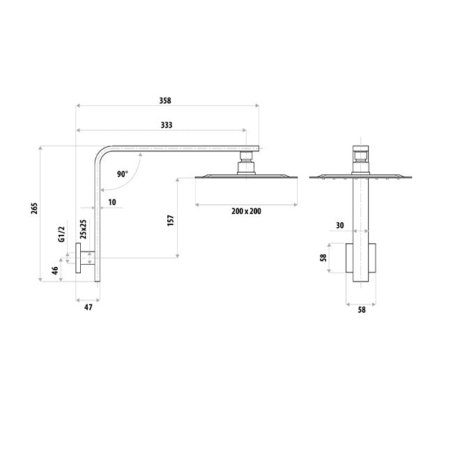 LINKWARE LIBERTY GOOSENECK SHOWER 200MM MATTE BLACK