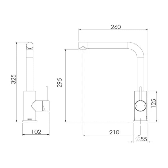 FELTON LINEA SWIVEL SINK MIXER 325MM BLACK