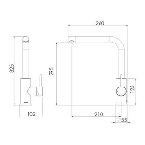 FELTON LINEA LEAD FREE SWIVEL SINK MIXER 325MM BRUSHED GOLD