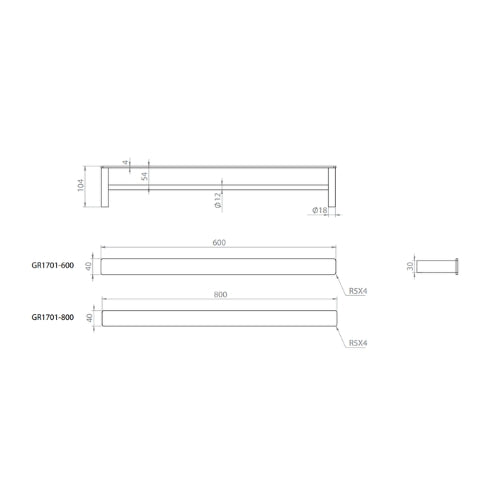 LINKWARE GABE DOUBLE NON-HEATED TOWEL RAIL BRUSHED NICKEL (AVAILABLE IN 600MM AND 800MM)