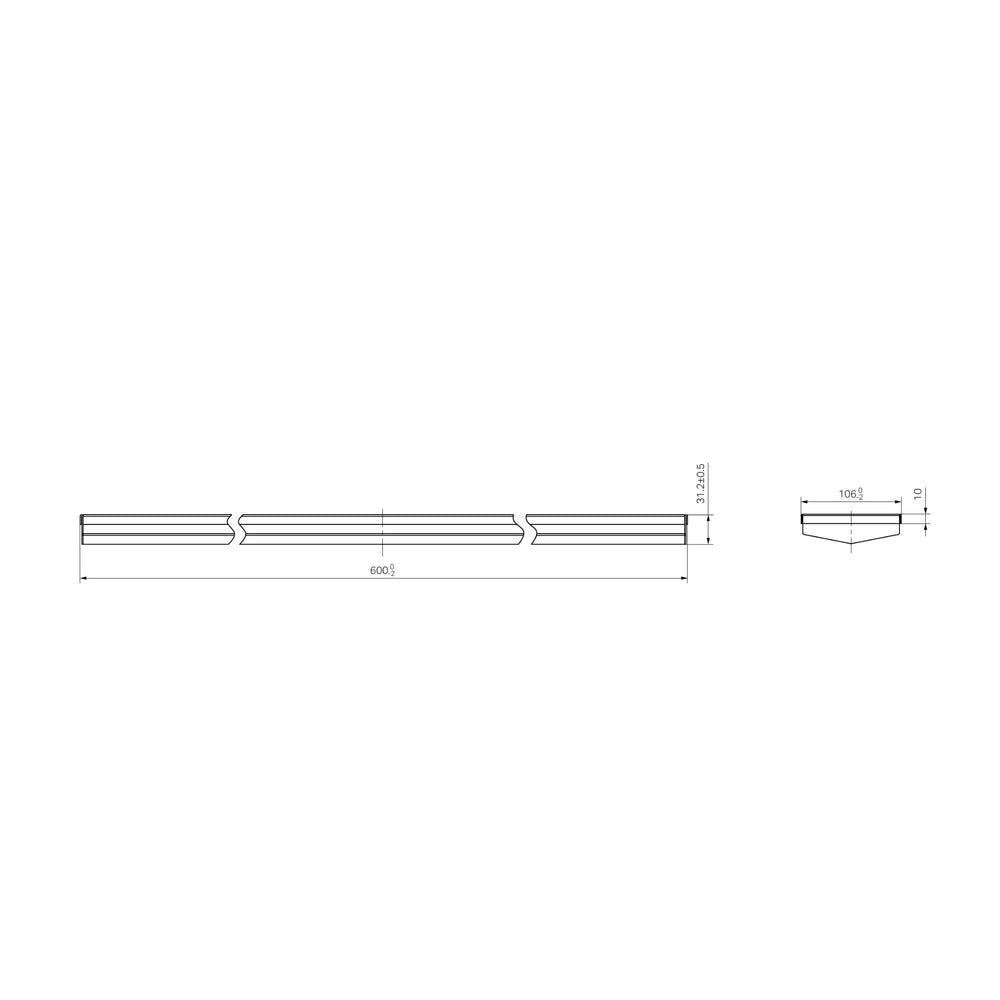 NERO V CHANNEL TILE INSERT FLOOR GRATE WITHOUT OUTLET GUN METAL (AVAILABLE IN 600MM AND 1200MM)