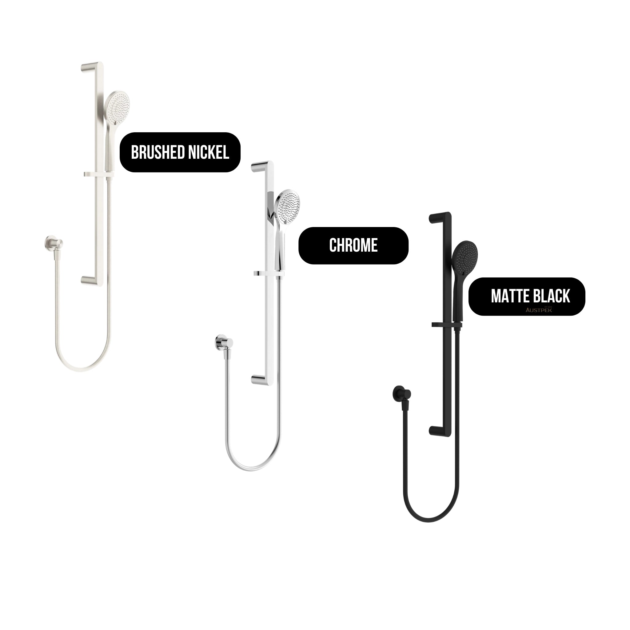 NERO ECCO SHOWER RAIL WITH AIR SHOWER 670MM CHROME