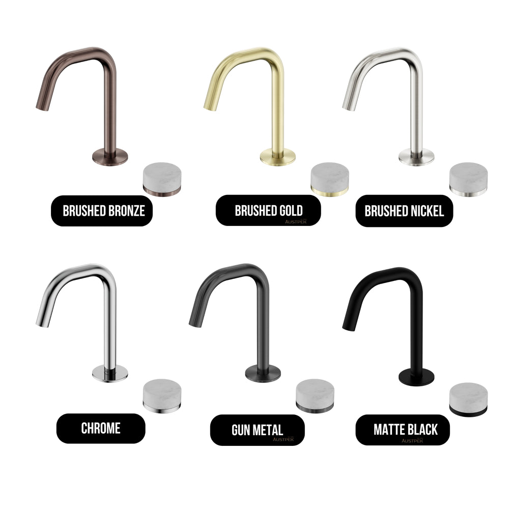 NERO SERENITY PROGRESSIVE BASIN MIXER EDGE SPOUT WITH CARRARA HANDLE 210MM MATTE BLACK