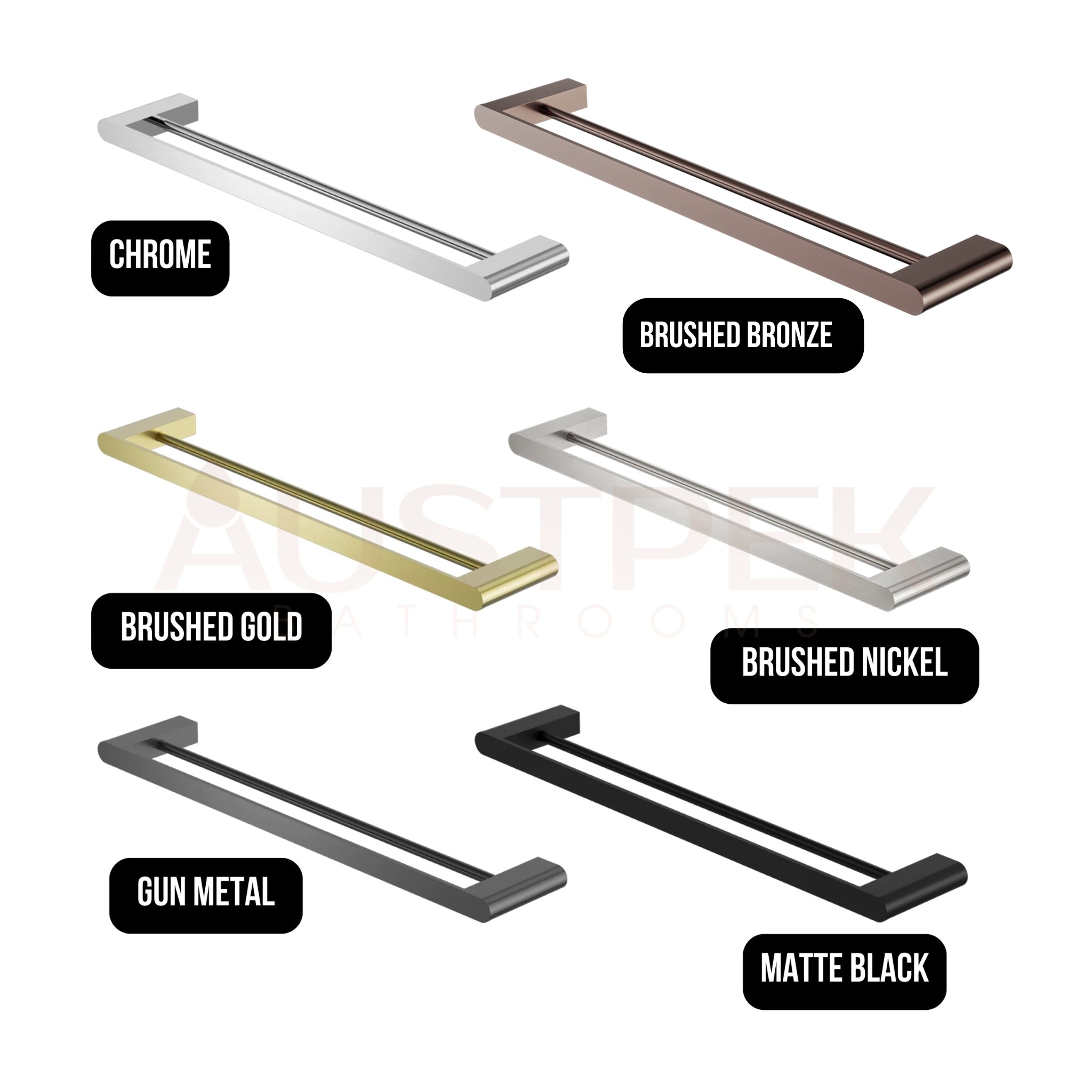 NERO BIANCA NON-HEATED DOUBLE TOWEL RAIL BRUSHED BRONZE (AVAILABLE IN 600MM AND 800MM)