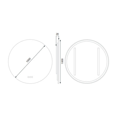 RADIANT HEATING AURA OLËK LED MIRROR MATTE BLACK 1000MM