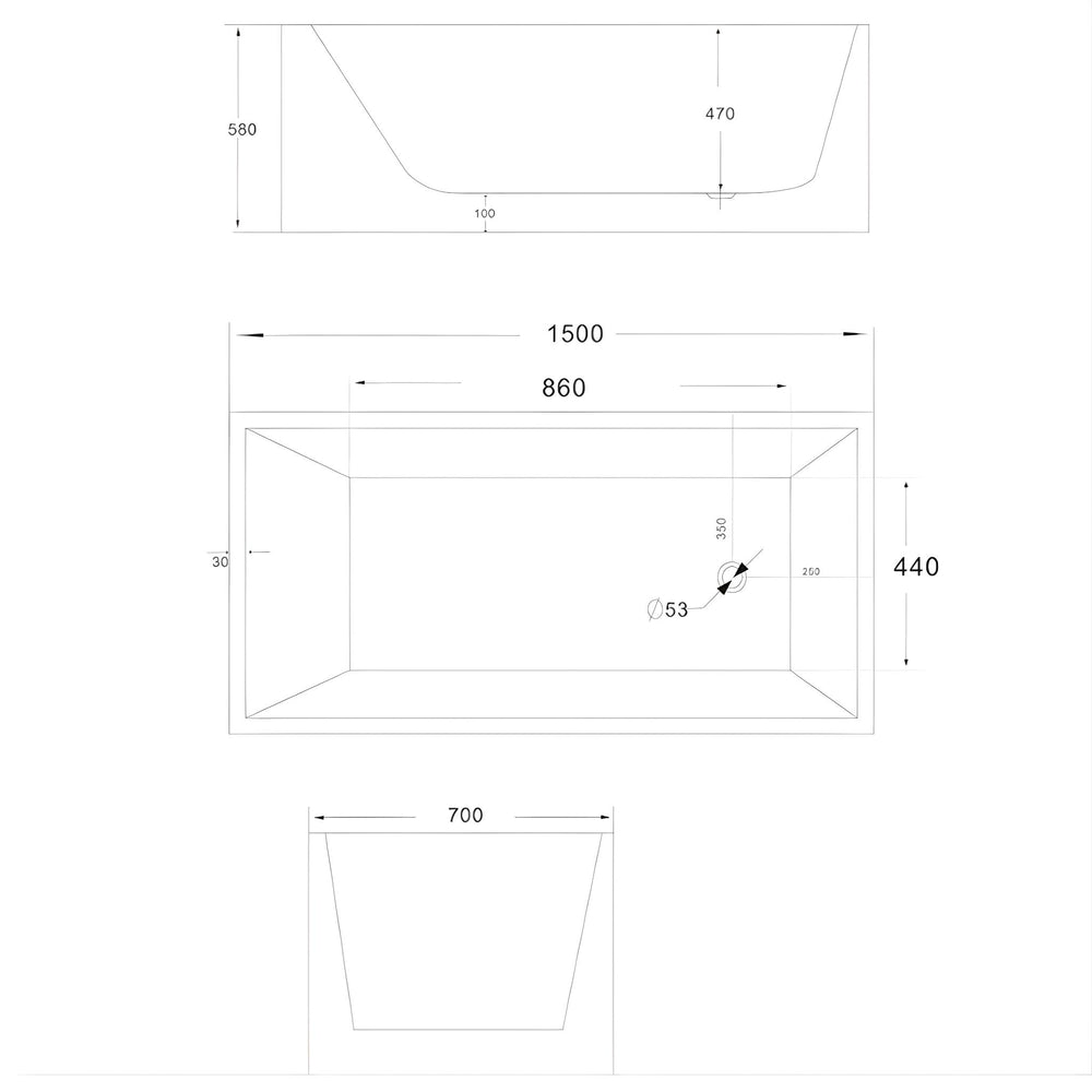 RIVA LOTUS FREESTANDING BATHTUB GLOSS WHITE (AVAILABLE IN 1200MM, 1300MM, 1400MM, 1500MM, 1600MM AND 1700MM)