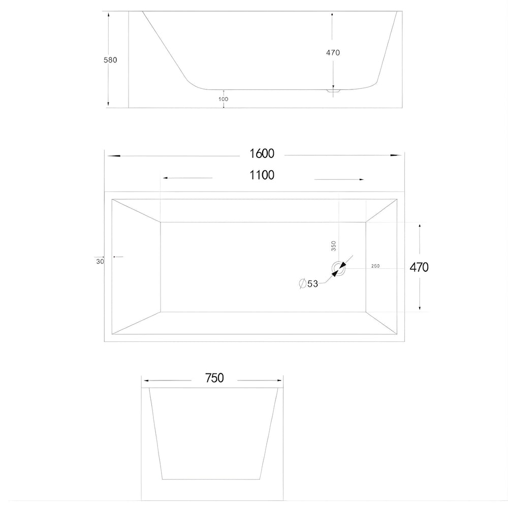 RIVA LOTUS FREESTANDING BATHTUB GLOSS WHITE (AVAILABLE IN 1200MM, 1300MM, 1400MM, 1500MM, 1600MM AND 1700MM)