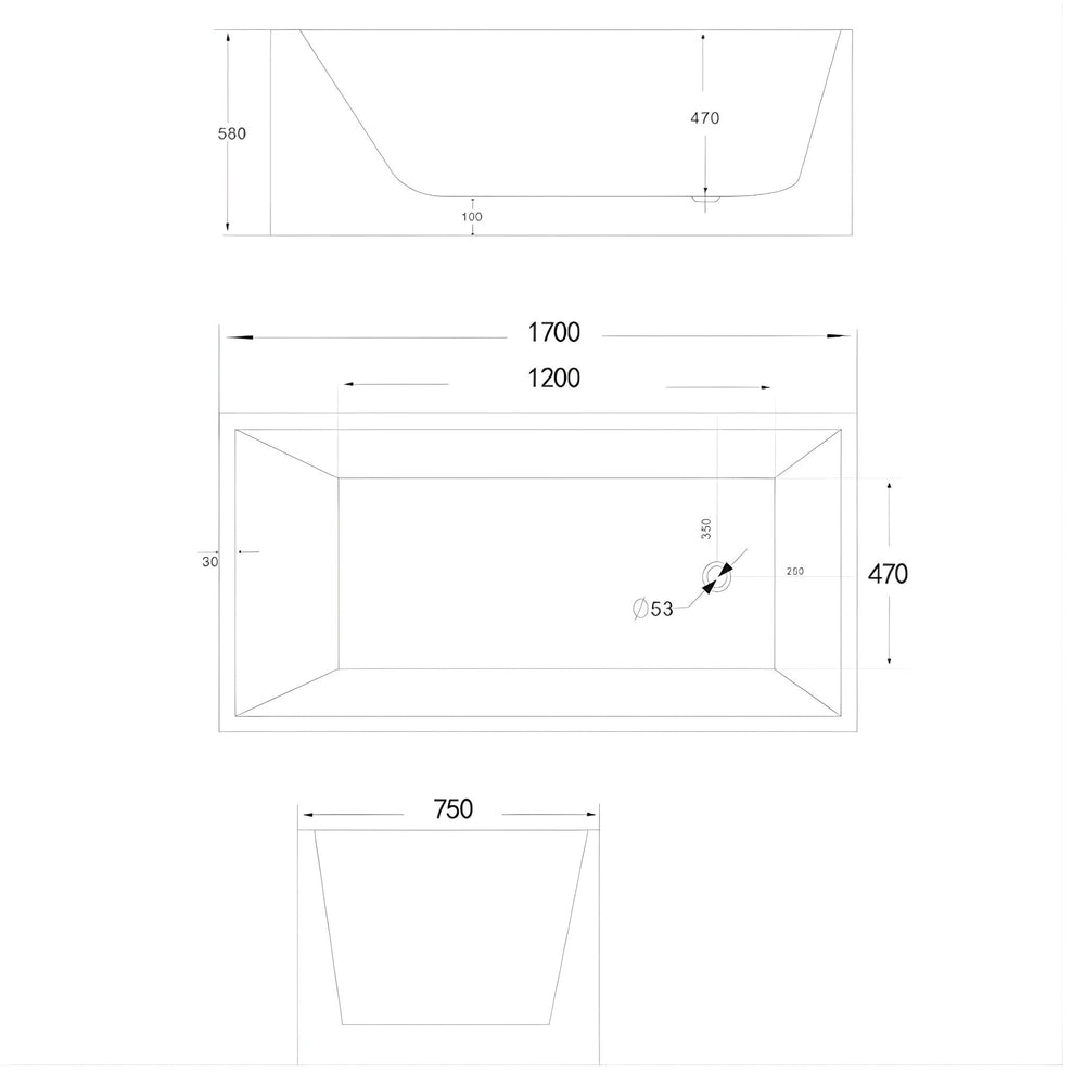 RIVA LOTUS FREESTANDING BATHTUB GLOSS WHITE (AVAILABLE IN 1200MM, 1300MM, 1400MM, 1500MM, 1600MM AND 1700MM)