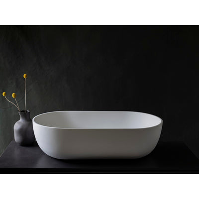 KASKADE LUCIA OVAL ABOVE COUNTER STONE BASIN MATTE WHITE 600MM