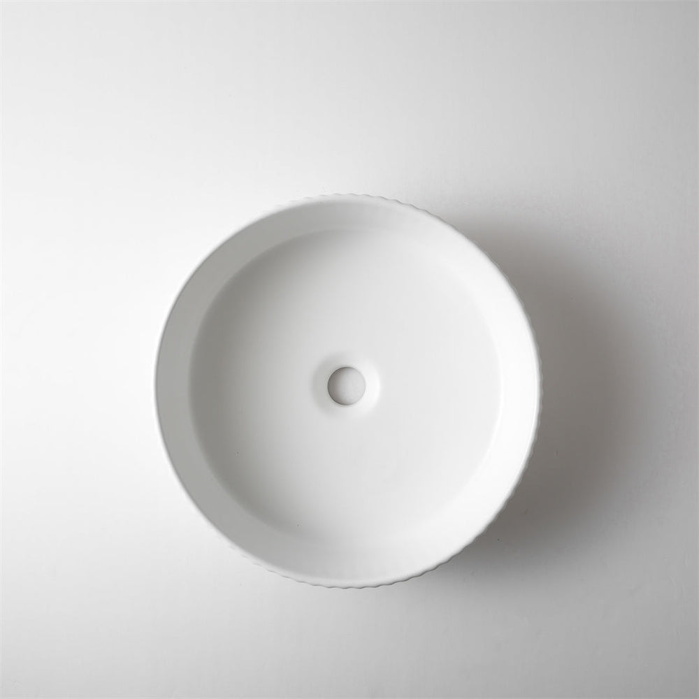 CLAYA ROUND FLUTED ABOVE COUNTER BASIN MATTE WHITE 400MM