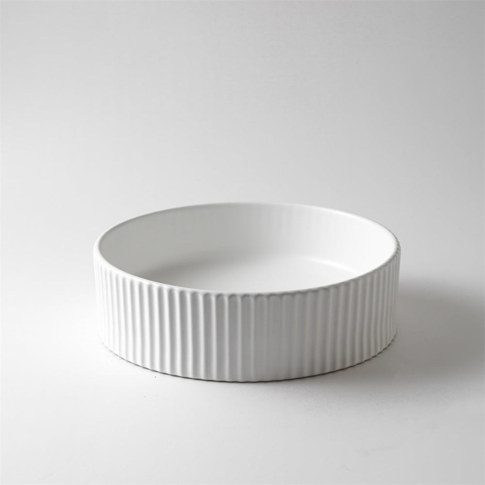 CLAYA ROUND FLUTED ABOVE COUNTER BASIN MATTE WHITE 400MM
