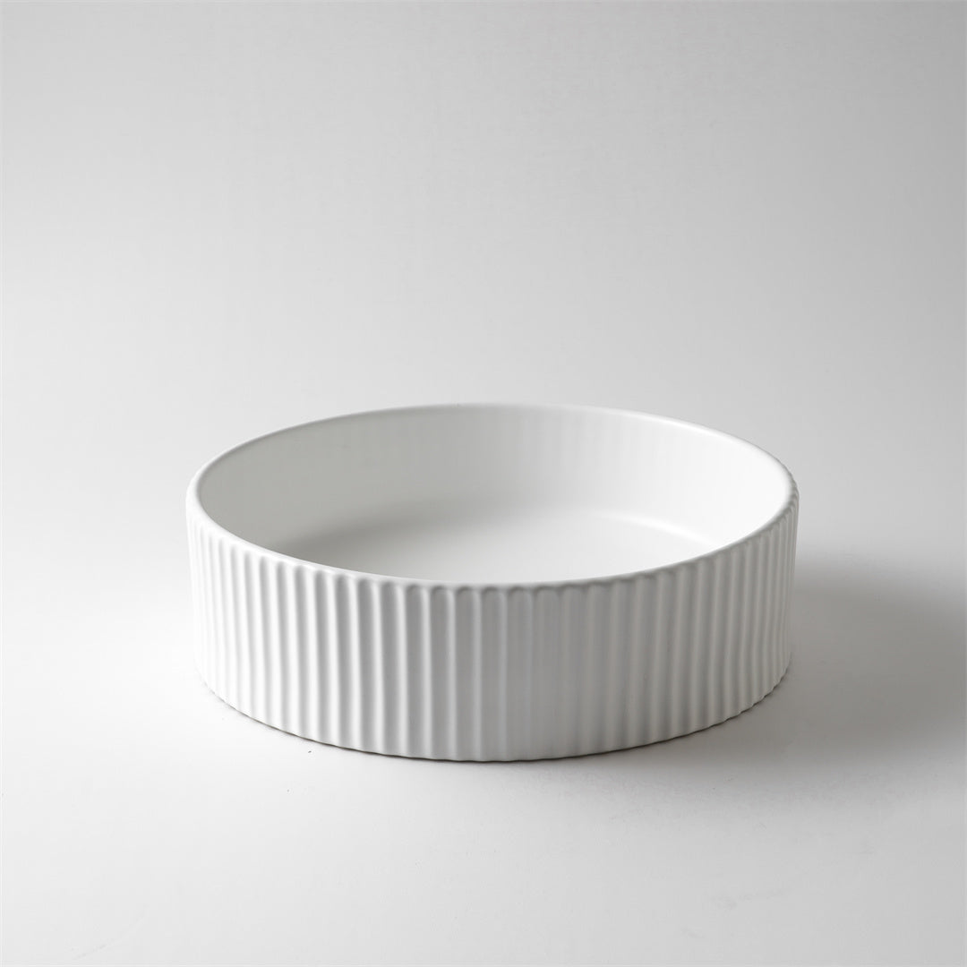 CLAYA ROUND FLUTED ABOVE COUNTER BASIN MATTE WHITE 400MM