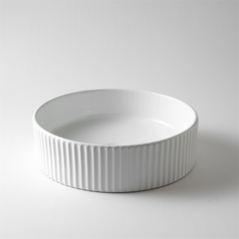 CLAYA ROUND FLUTED ABOVE COUNTER BASIN GLOSS WHITE 400MM