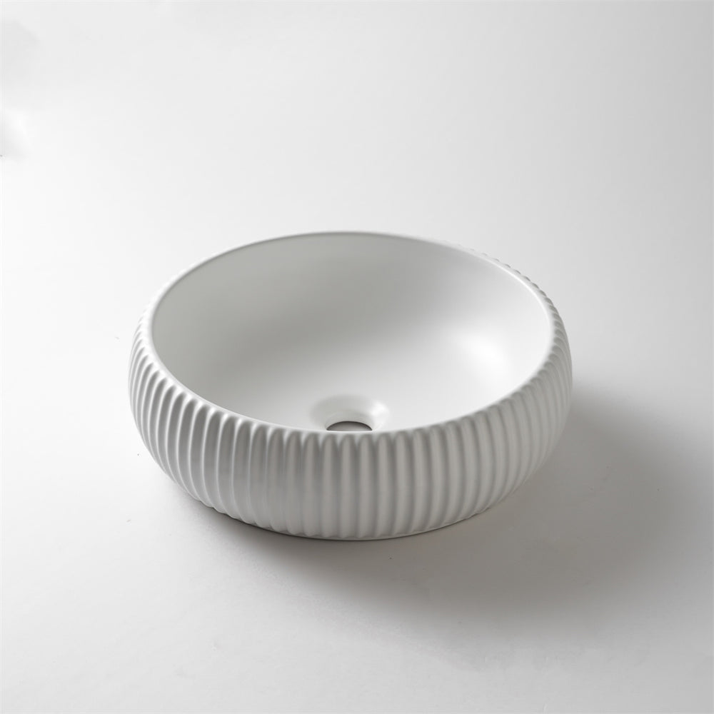 CLAYA ROUND FLUTED ABOVE COUNTER BASIN MATTE WHITE 420MM