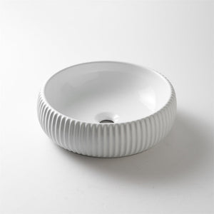 CLAYA ROUND FLUTED ABOVE COUNTER BASIN GLOSS WHITE 420MM